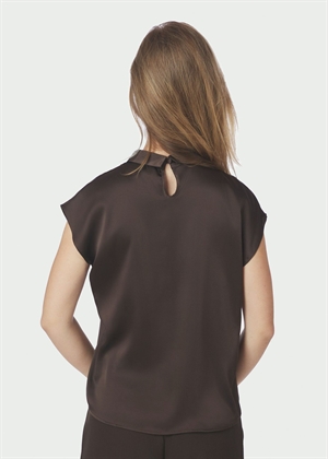 Fleur drapy satin bluse Dark Brown Neo Noir 